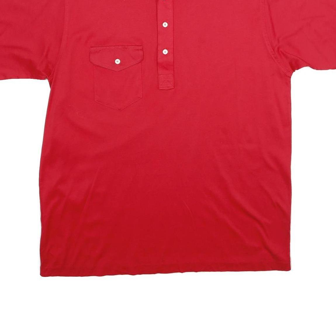 CROSS CREEK Mens Red Short Sleeve Plain L Cotton Polo Shirt Pocket Button