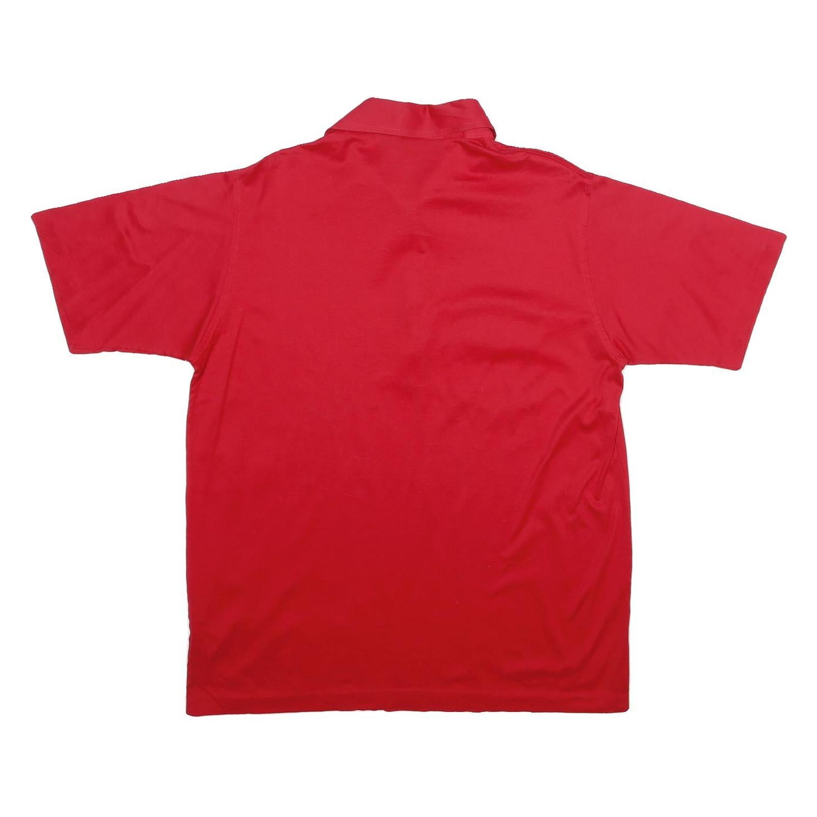 CROSS CREEK Mens Red Short Sleeve Plain L Cotton Polo Shirt Pocket Button
