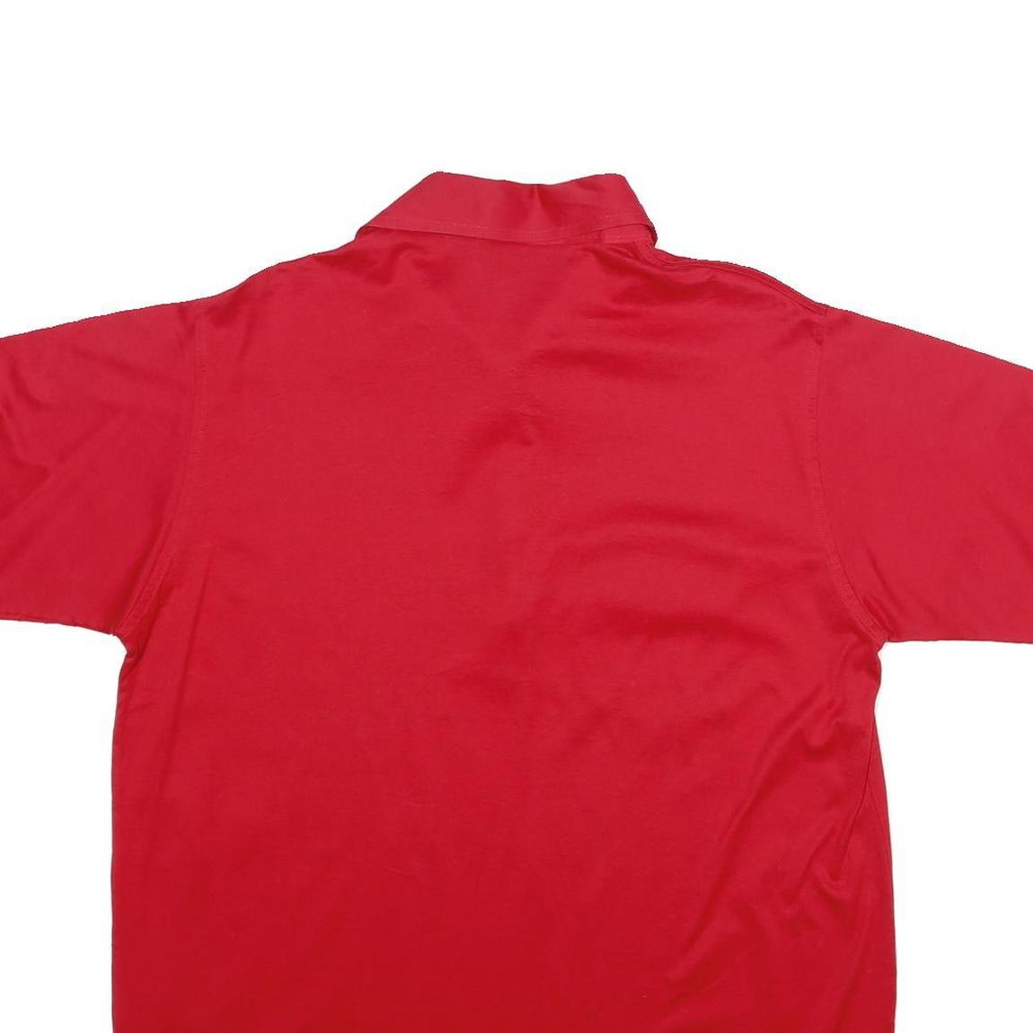 CROSS CREEK Mens Red Short Sleeve Plain L Cotton Polo Shirt Pocket Button