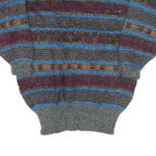 ESCADA Womens Grey & Blue Patterned Wool Jumper Round Neck Chunky Knit L