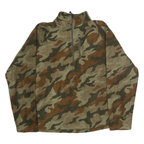 STARTER Mens Green & Brown Camo 1/4 Zip L Polyester Sweatshirt Outdoor Casual