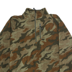 STARTER Mens Green & Brown Camo 1/4 Zip L Polyester Sweatshirt Outdoor Casual