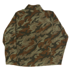 STARTER Mens Green & Brown Camo 1/4 Zip L Polyester Sweatshirt Outdoor Casual