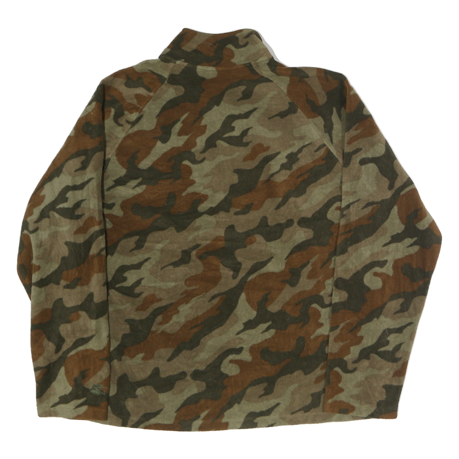 STARTER Mens Green & Brown Camo 1/4 Zip L Polyester Sweatshirt Outdoor Casual
