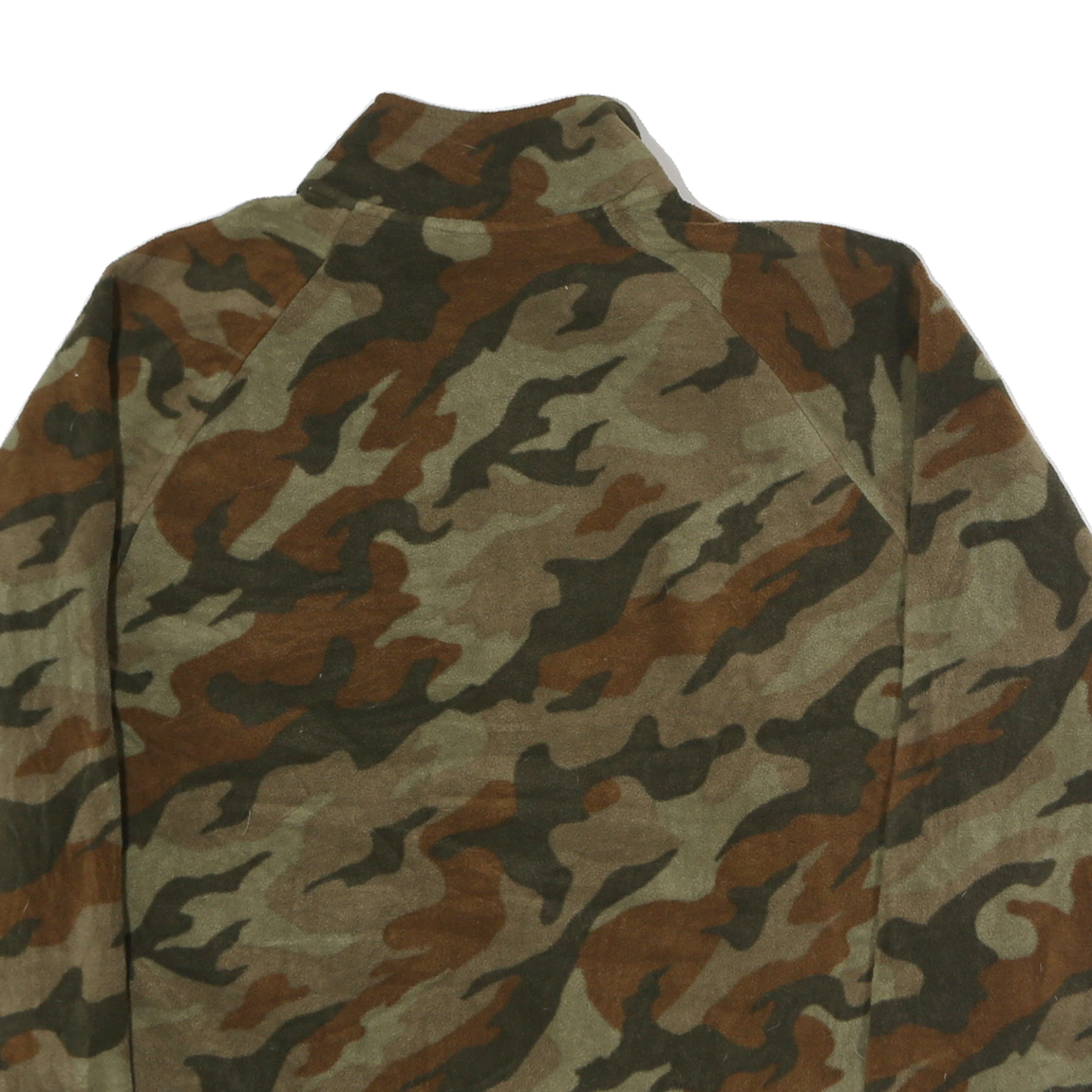 STARTER Mens Green & Brown Camo 1/4 Zip L Polyester Sweatshirt Outdoor Casual