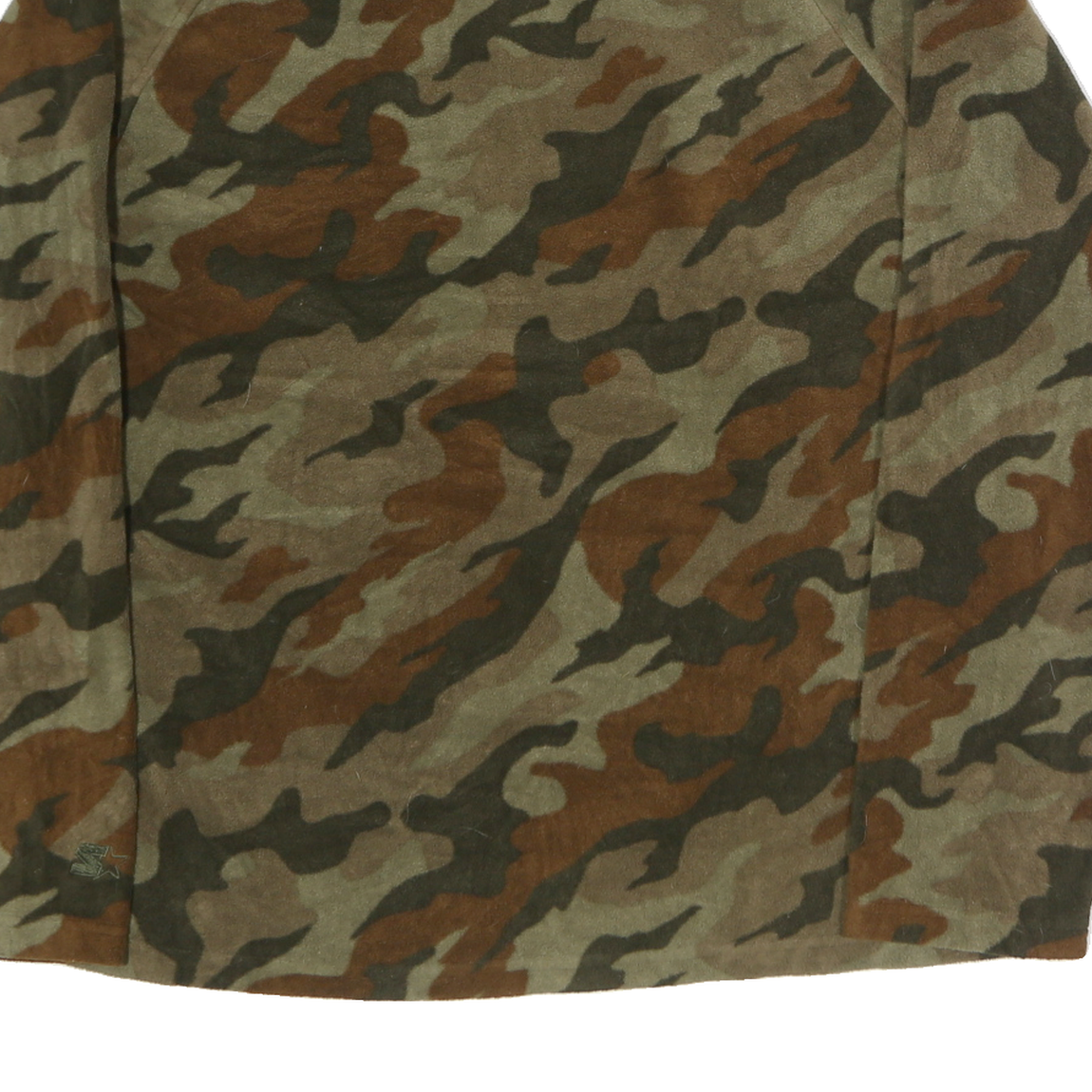 STARTER Mens Green & Brown Camo 1/4 Zip L Polyester Sweatshirt Outdoor Casual