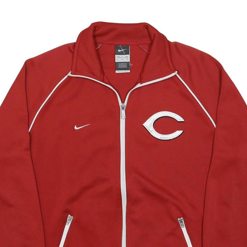 NIKE Boys Red & White Sports Track Jacket XL Polyester Zip Plain Casual