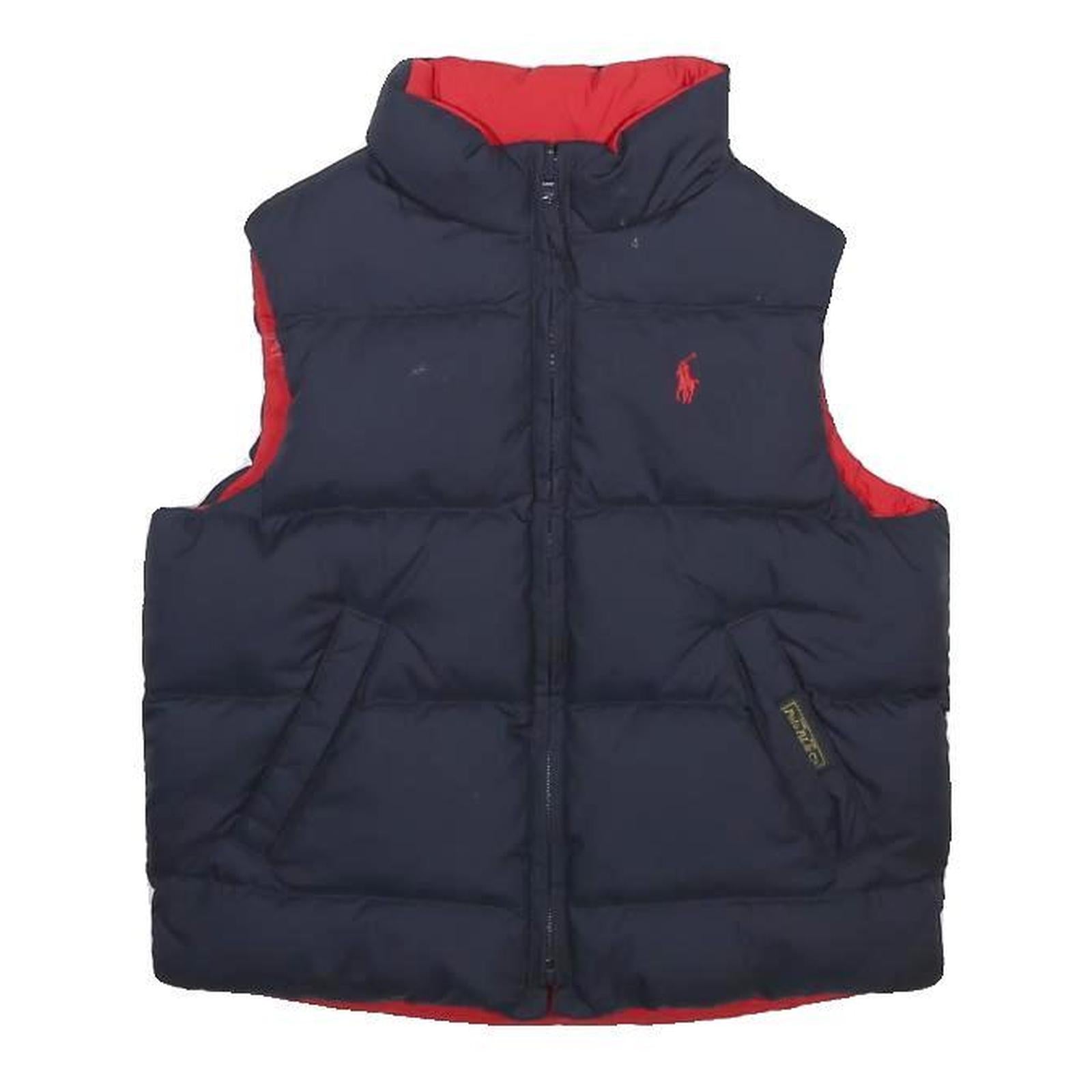 POLO SPORT RALPH LAUREN Boys Navy & Red Reversible Puffer Jacket 4Y Polyester