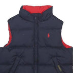 POLO SPORT RALPH LAUREN Boys Navy & Red Reversible Puffer Jacket 4Y Polyester