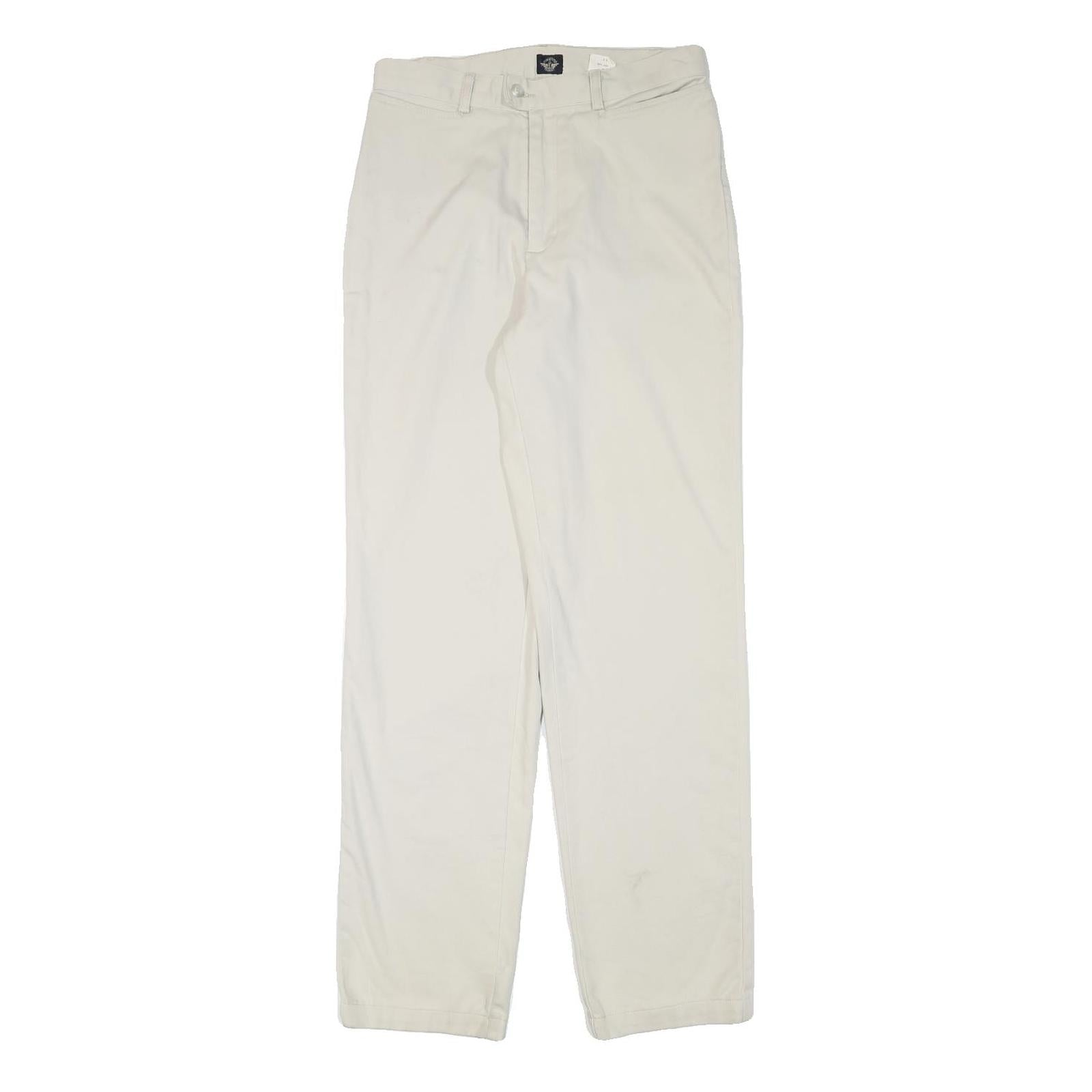 DOCKERS Mens Cotton Blend White Regular Straight Trousers W28 L30 Classic Zip