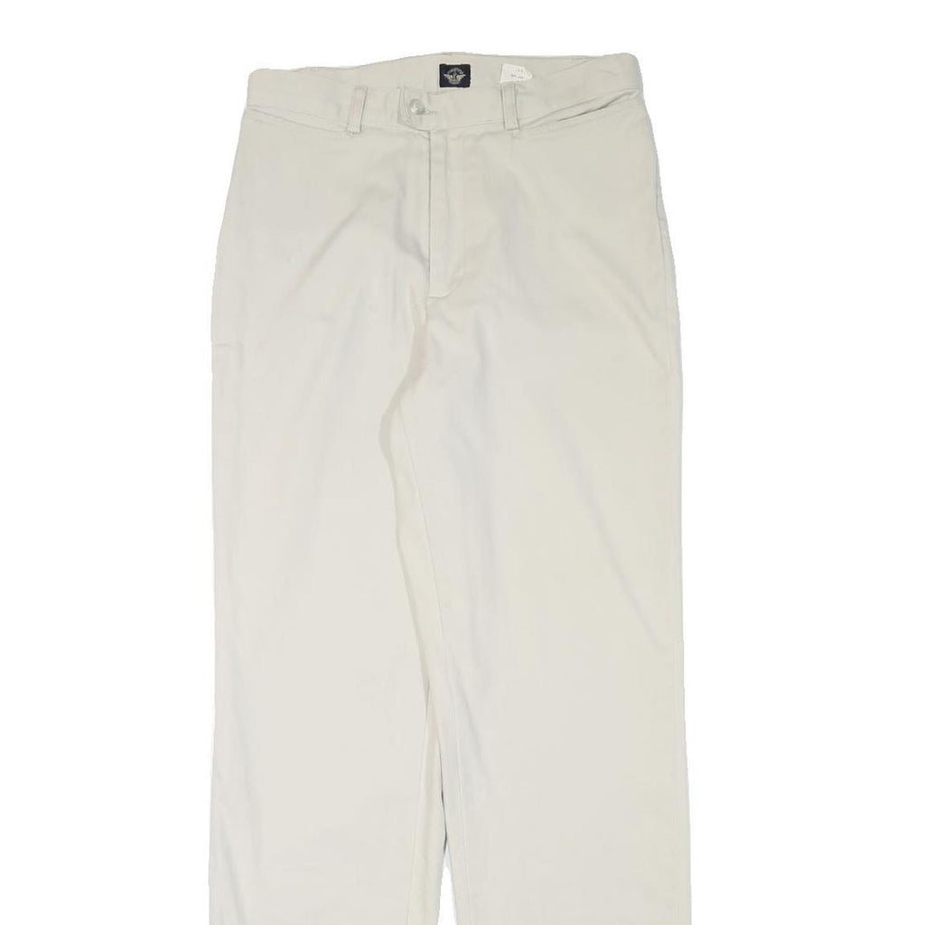DOCKERS Mens Cotton Blend White Regular Straight Trousers W28 L30 Classic Zip