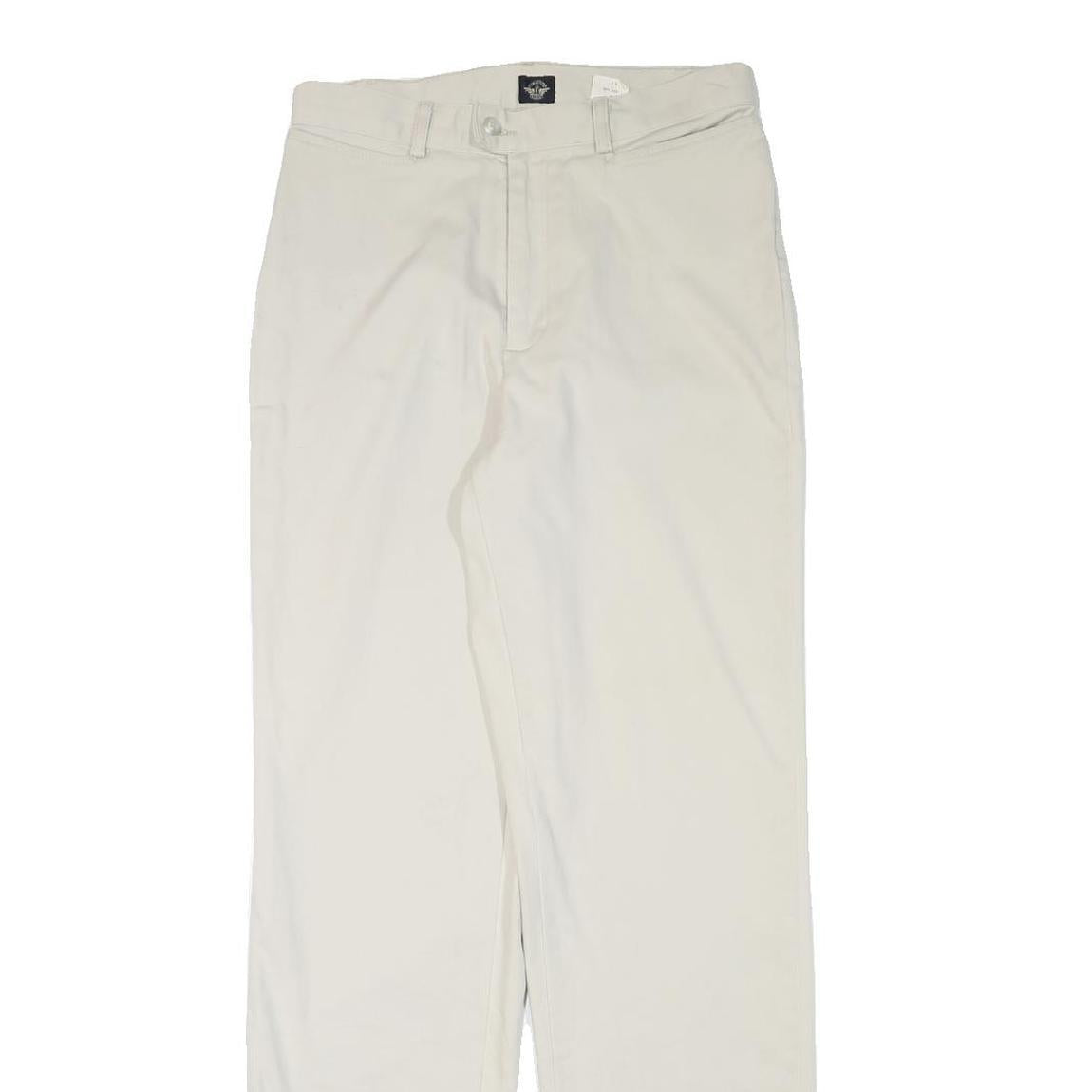 DOCKERS Mens Cotton Blend White Regular Straight Trousers W28 L30 Classic Zip