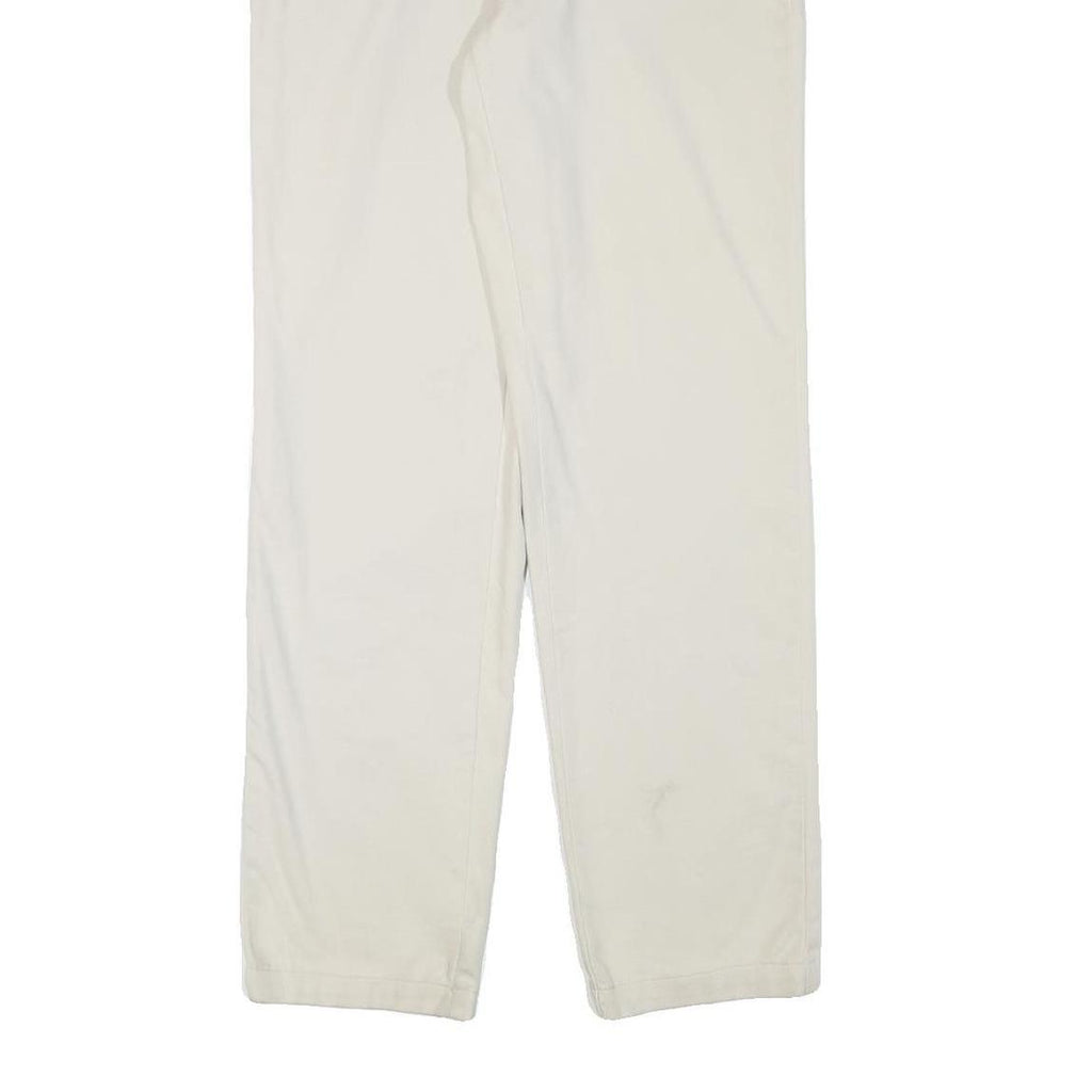 DOCKERS Mens Cotton Blend White Regular Straight Trousers W28 L30 Classic Zip