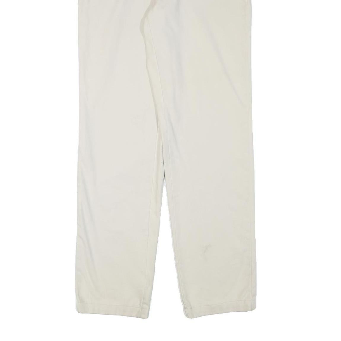 DOCKERS Mens Cotton Blend White Regular Straight Trousers W28 L30 Classic Zip