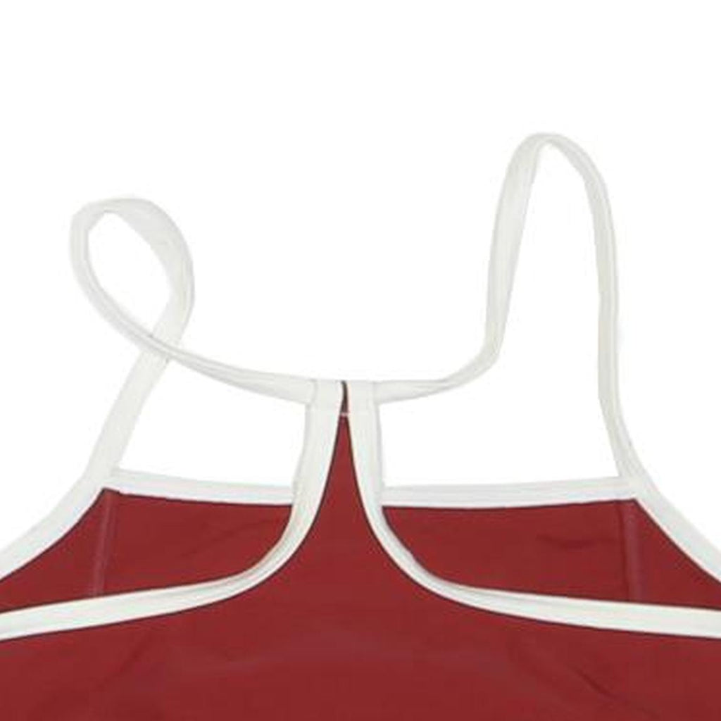 ADIDAS Womens Red & White Sports Crop Top Sleeveless Crew Neck S Athletic Gym