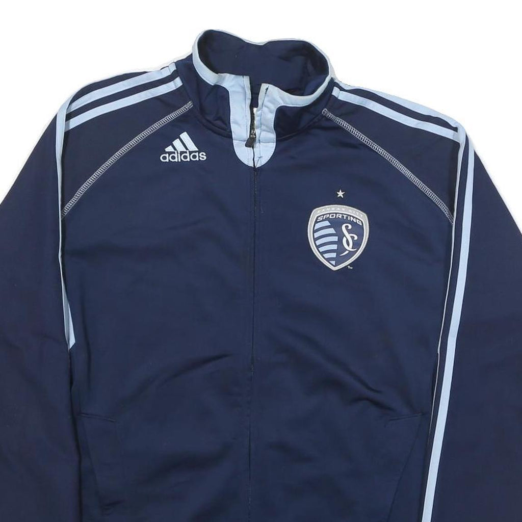 ADIDAS Mens Navy & Light Blue Sporting Jacket S Polyester Blend Zip Track