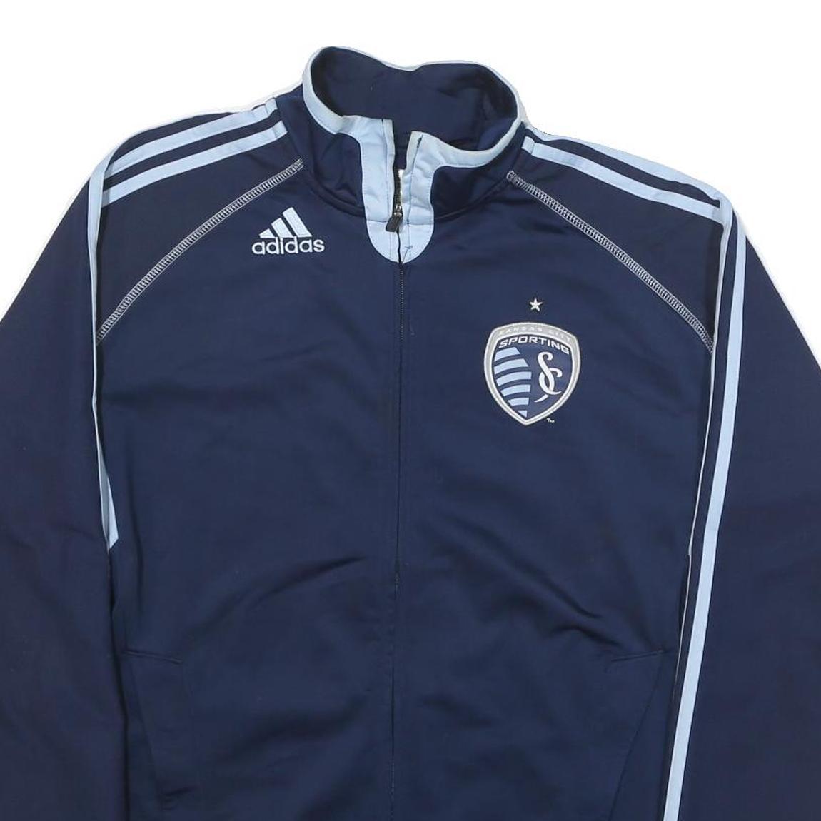 ADIDAS Mens Navy & Light Blue Sporting Jacket S Polyester Blend Zip Track
