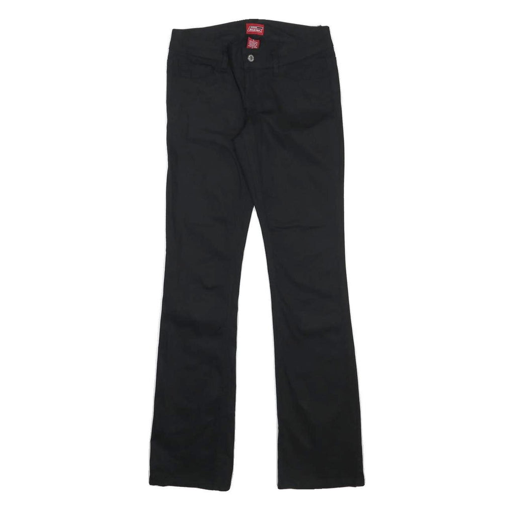 DICKIES Womens Cotton Blend Black Slim Straight Trousers W26 L30 Classic Zip