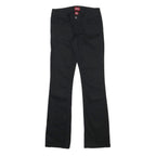 DICKIES Womens Cotton Blend Black Slim Straight Trousers W26 L30 Classic Zip