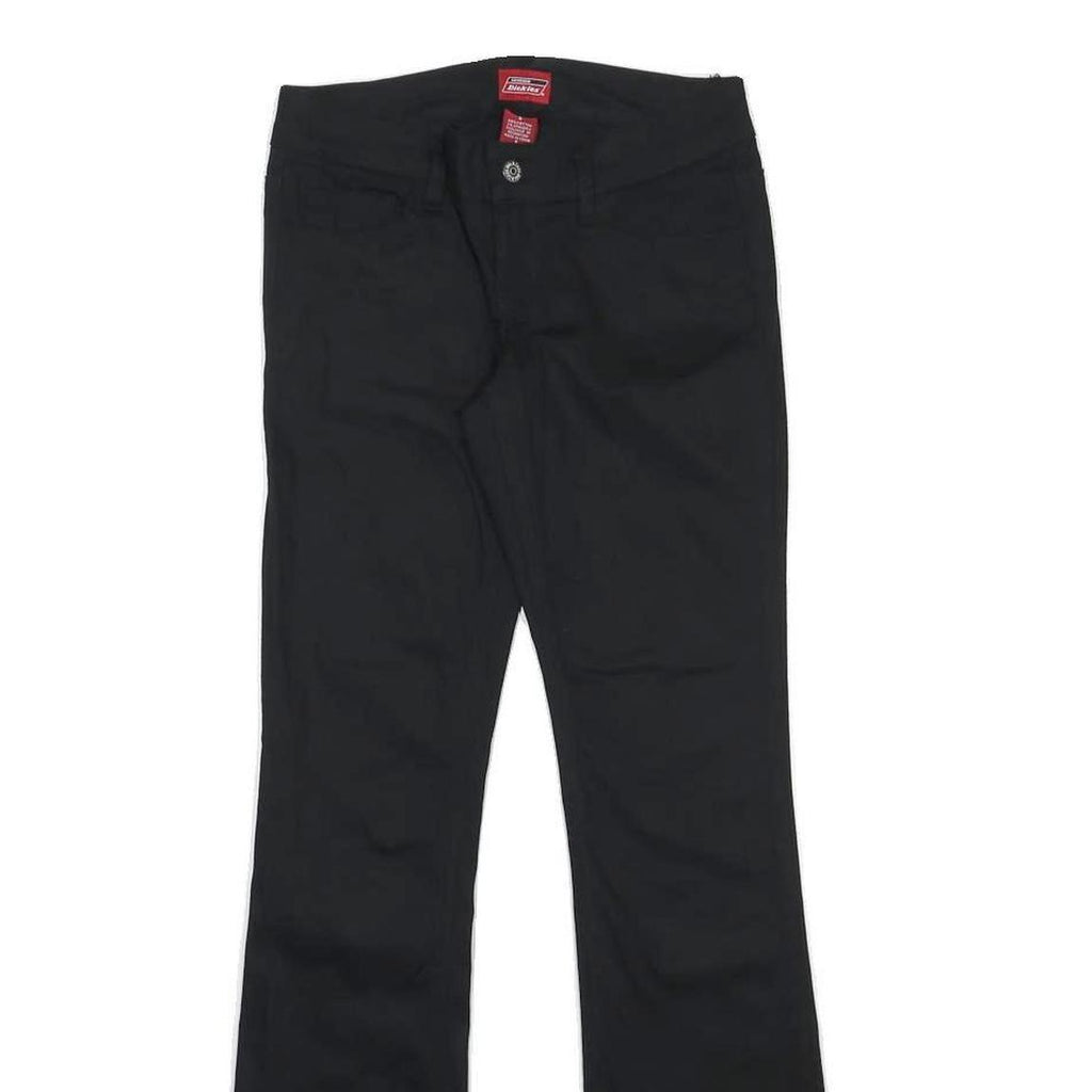 DICKIES Womens Cotton Blend Black Slim Straight Trousers W26 L30 Classic Zip