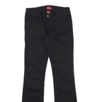 DICKIES Womens Cotton Blend Black Slim Straight Trousers W26 L30 Classic Zip