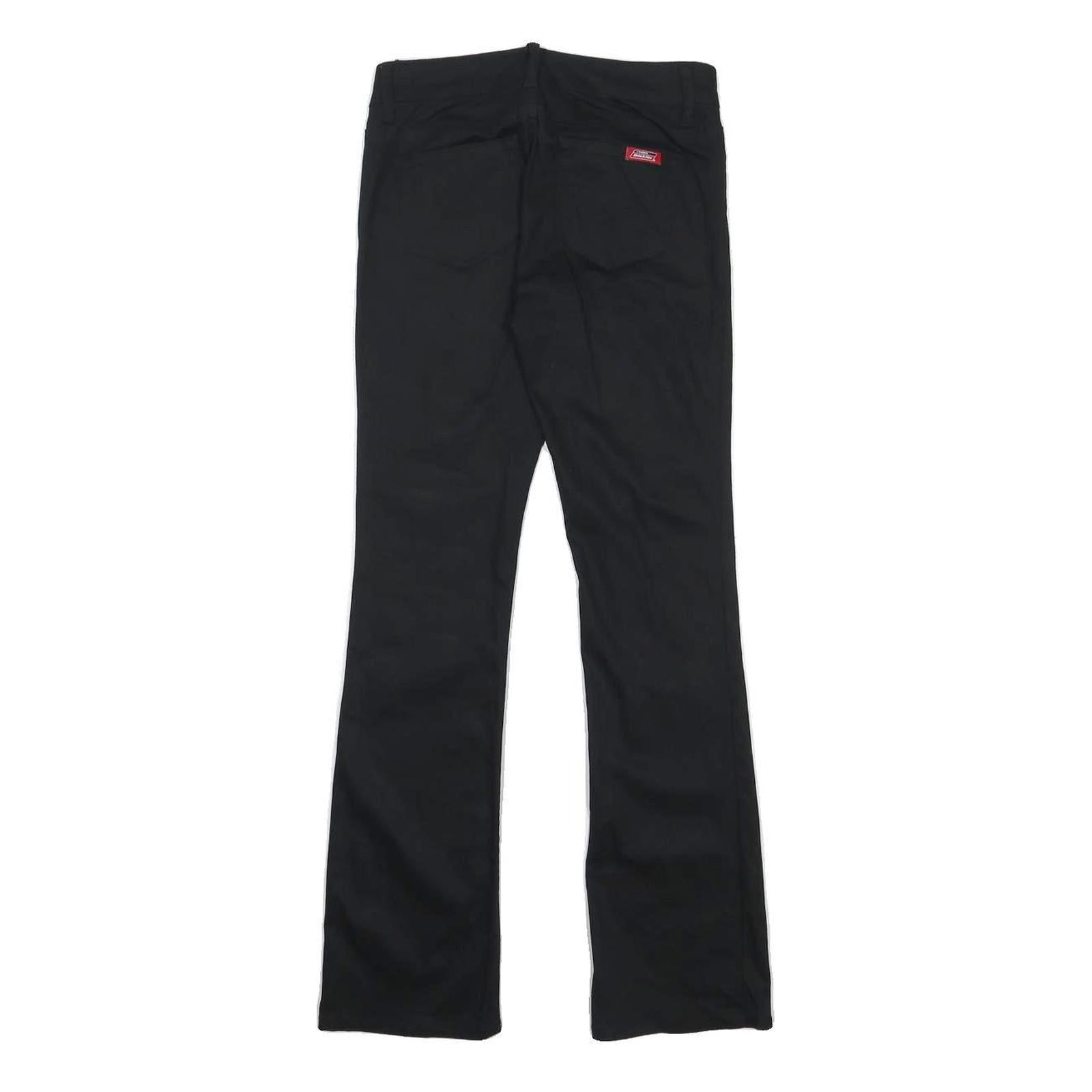 DICKIES Womens Cotton Blend Black Slim Straight Trousers W26 L30 Classic Zip