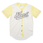 KARL KANI Striped Baseball Womens Jersey White V-Neck XS