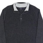 NAUTICA Mens Jumper Grey Button Neck Tight Knit L