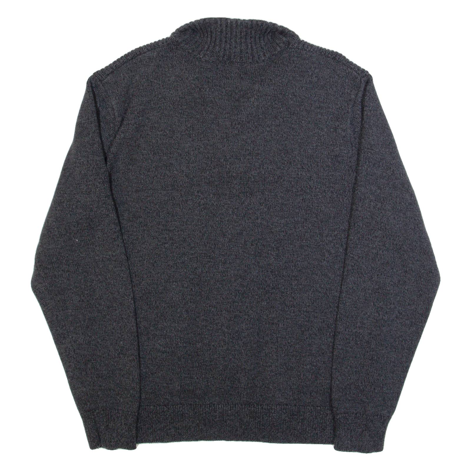 NAUTICA Mens Jumper Grey Button Neck Tight Knit L