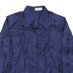 HUONG TRAM Womens Blue Printed Shirt Long Sleeve Collared Size S Rayon Satin