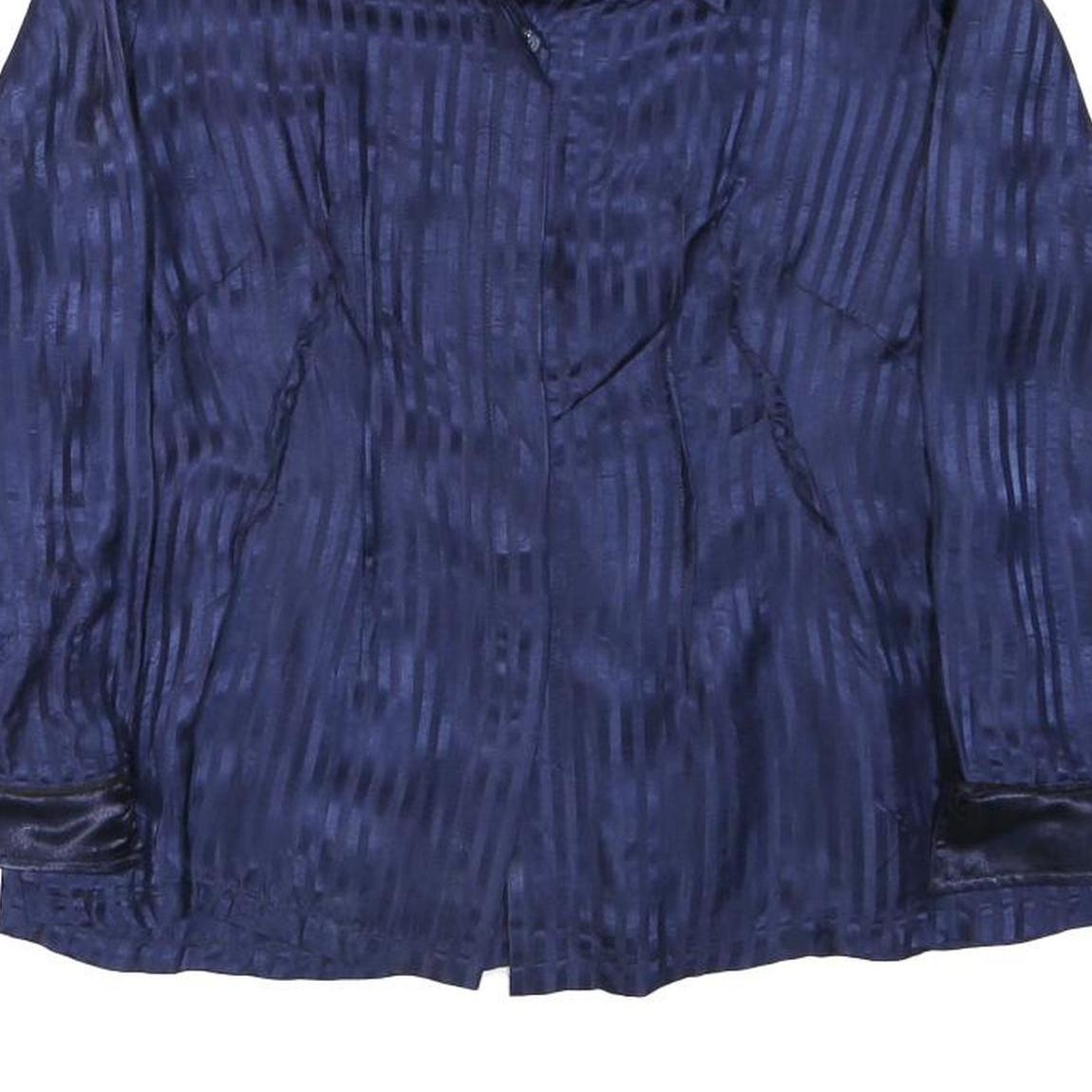 HUONG TRAM Womens Blue Printed Shirt Long Sleeve Collared Size S Rayon Satin