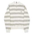 CHAPS Mens White & Grey Patterned Cotton Jumper 1/4 Zip Cable Knit XL Pullover
