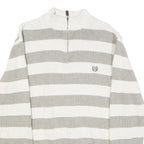 CHAPS Mens White & Grey Patterned Cotton Jumper 1/4 Zip Cable Knit XL Pullover