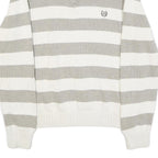 CHAPS Mens White & Grey Patterned Cotton Jumper 1/4 Zip Cable Knit XL Pullover