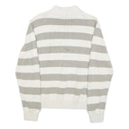 CHAPS Mens White & Grey Patterned Cotton Jumper 1/4 Zip Cable Knit XL Pullover