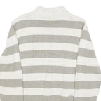 CHAPS Mens White & Grey Patterned Cotton Jumper 1/4 Zip Cable Knit XL Pullover