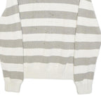 CHAPS Mens White & Grey Patterned Cotton Jumper 1/4 Zip Cable Knit XL Pullover