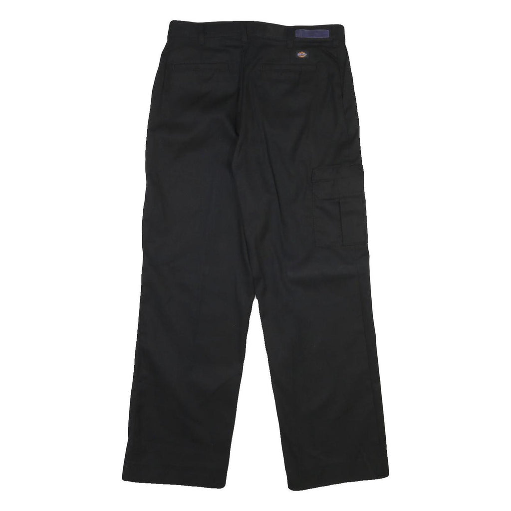 DICKIES Mens Cotton Blend Black Regular Straight Trousers W32 L30 Workwear Zip