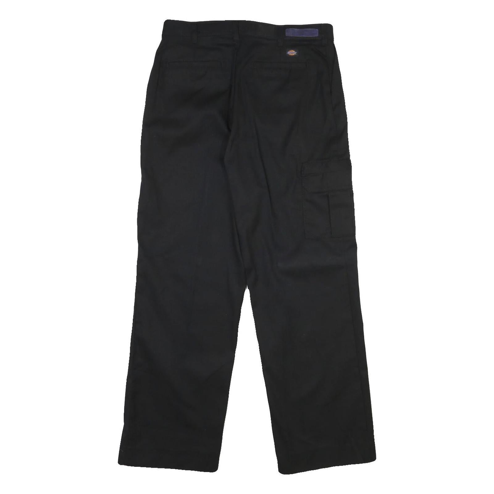 DICKIES Mens Cotton Blend Black Regular Straight Trousers W32 L30 Workwear Zip