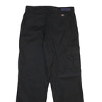 DICKIES Mens Cotton Blend Black Regular Straight Trousers W32 L30 Workwear Zip