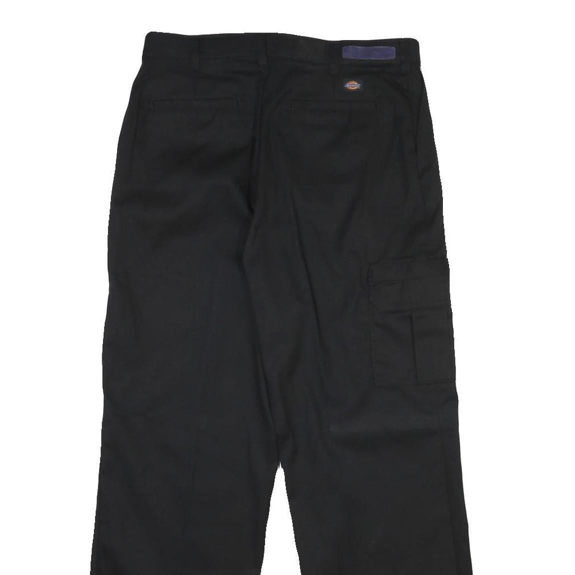 DICKIES Mens Cotton Blend Black Regular Straight Trousers W32 L30 Workwear Zip
