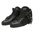 HOGAN Women’s Fringe Lace-Up Black Leather High Top Trainers UK 5.5 Stylish