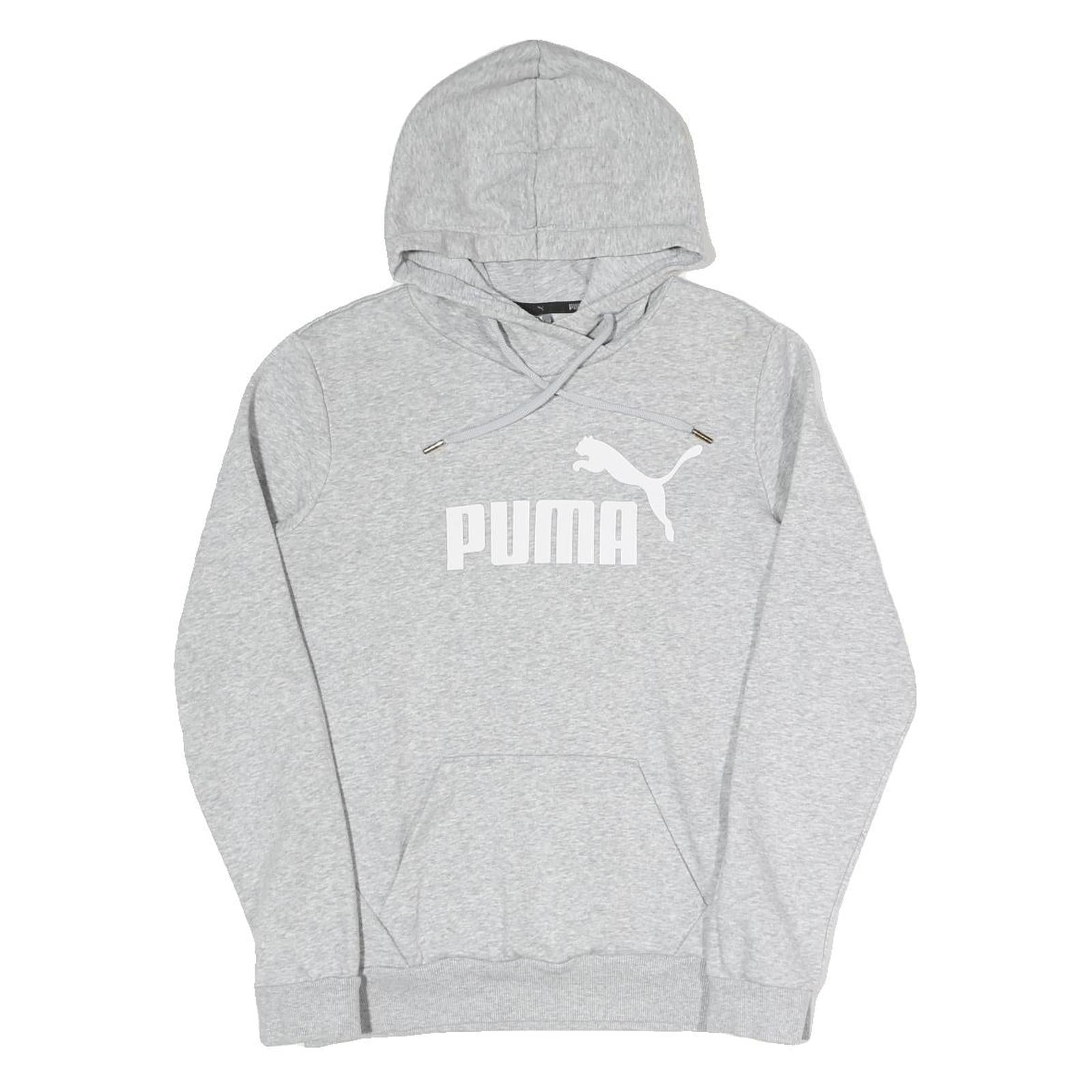 PUMA Womens Grey Pullover Hoodie UK 10 Cotton Blend Casual Sports Sweatshirt