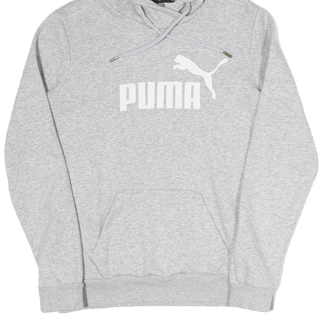 PUMA Womens Grey Pullover Hoodie UK 10 Cotton Blend Casual Sports Sweatshirt