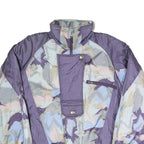 LETS JET Womens Purple Blue Polyester Blend Jacket L Zip Printed Oversized