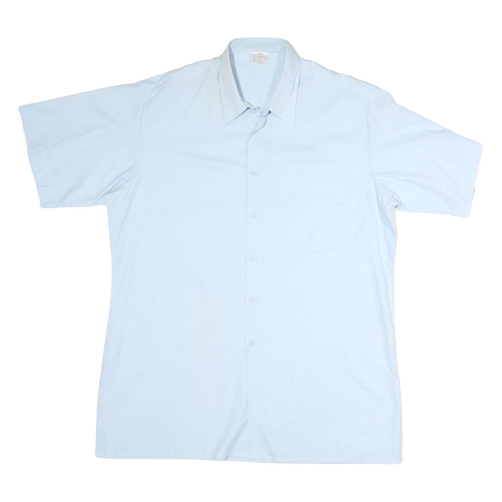 Mens Light Blue Cotton Plain Shirt M Classic Regular Fit Casual Button Shirt
