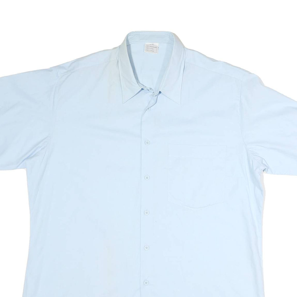 Mens Light Blue Cotton Plain Shirt M Classic Regular Fit Casual Button Shirt