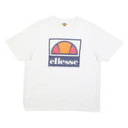 ELLESSE Mens White Graphic T-Shirt 2XL Short Sleeve Crew Neck Logo Casual Cotton