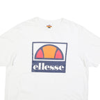 ELLESSE Mens White Graphic T-Shirt 2XL Short Sleeve Crew Neck Logo Casual Cotton