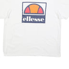 ELLESSE Mens White Graphic T-Shirt 2XL Short Sleeve Crew Neck Logo Casual Cotton